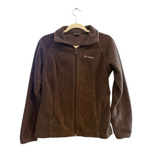 Columbia Fleece Zip Up Jacket Brown Size Small